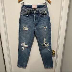 Revice High Rise Distressed Straight Leg Button Up Jeans Women's‎ 27